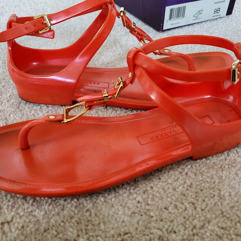 Ralph Lauren Orange Jelly Thong Sandals (Size 9)